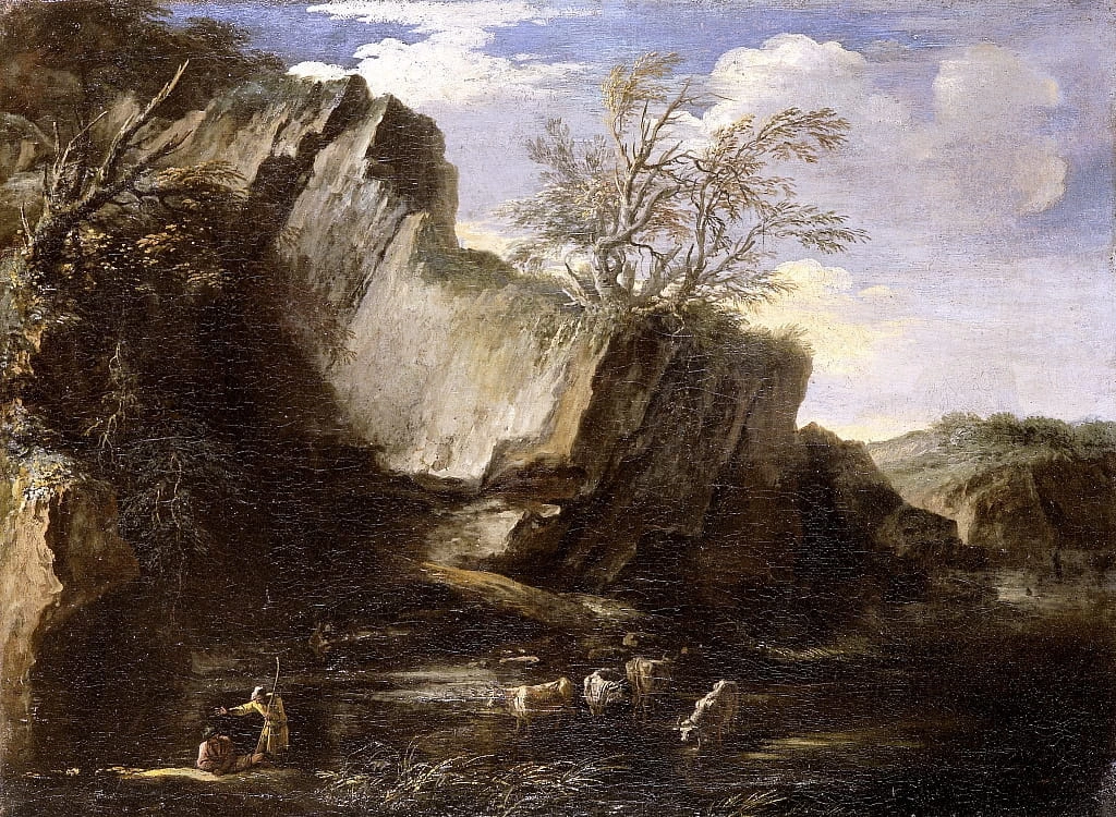 Paesaggio roccioso con pastori - National Museum of Wales
